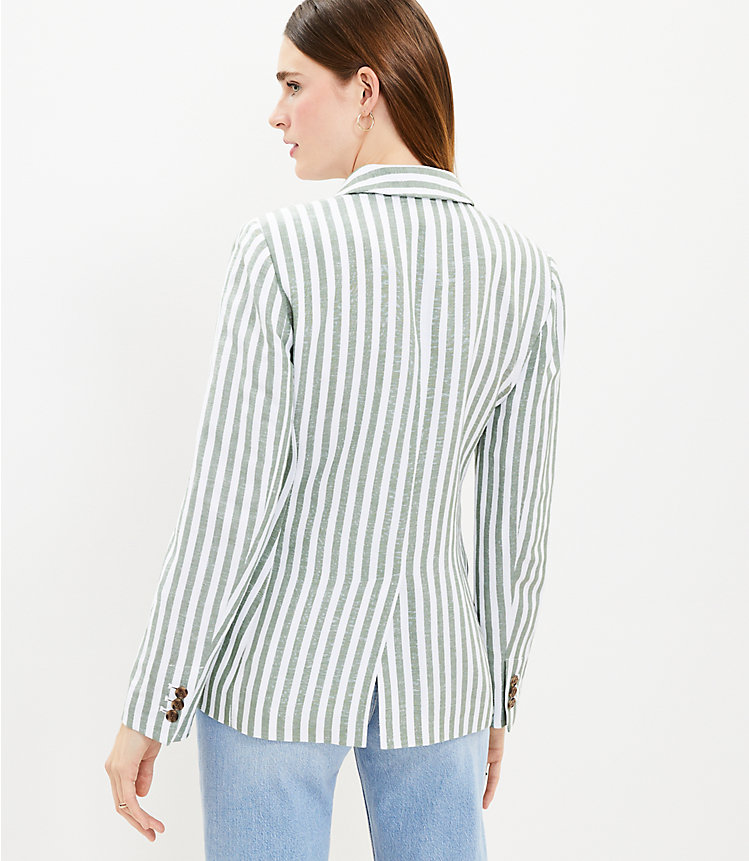 Petite Striped Linen Blend Modern Blazer image number 2
