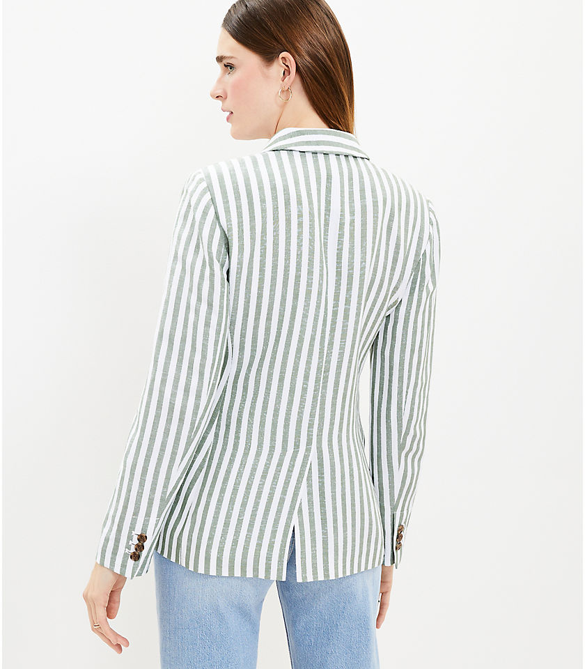Petite Striped Linen Blend Modern Blazer