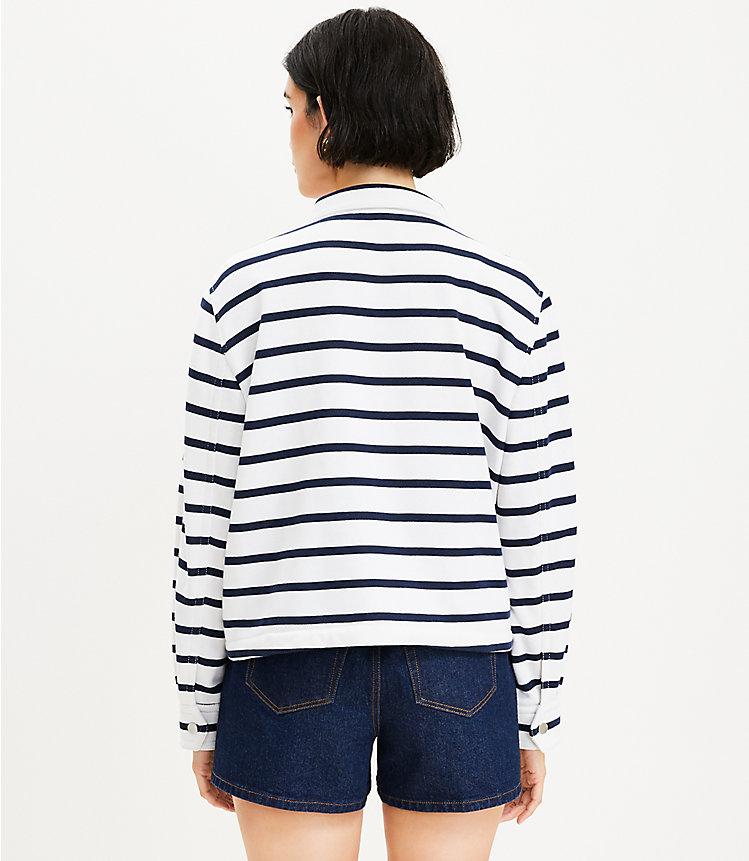 Petite Striped Terry Patch Pocket Jacket image number null