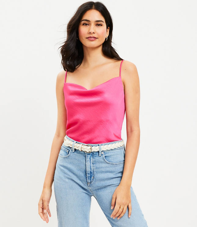 Elegant Satin Cowl Neck Cami Top