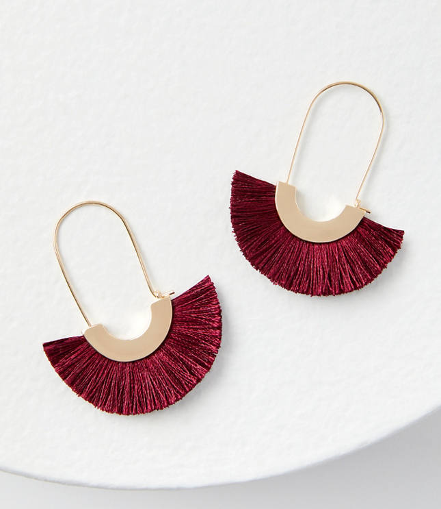 Fall Earrings, Maroon Suede Earring, Fringe Loop Earring, Suede