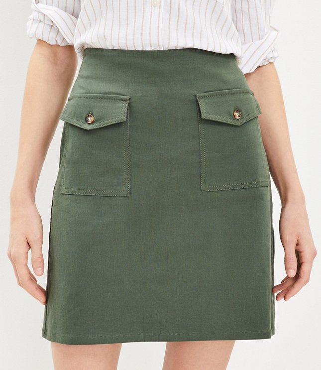 Petite Button Pocket Shift Skirt