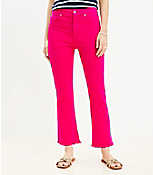 Curvy Frayed High Rise Kick Crop Jeans in Radiant Fuchsia carousel Product Image 1
