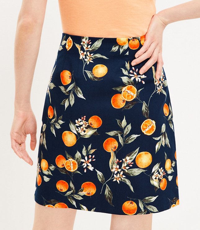 Petite Orange Harvest Button Pocket Shift Skirt