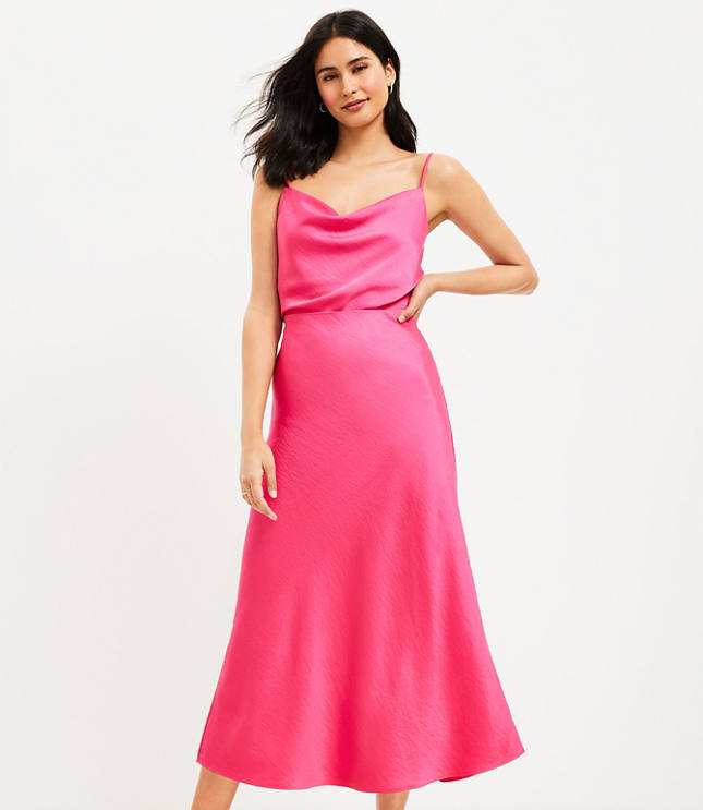 Loft Tall Satin Bias Midi Skirt