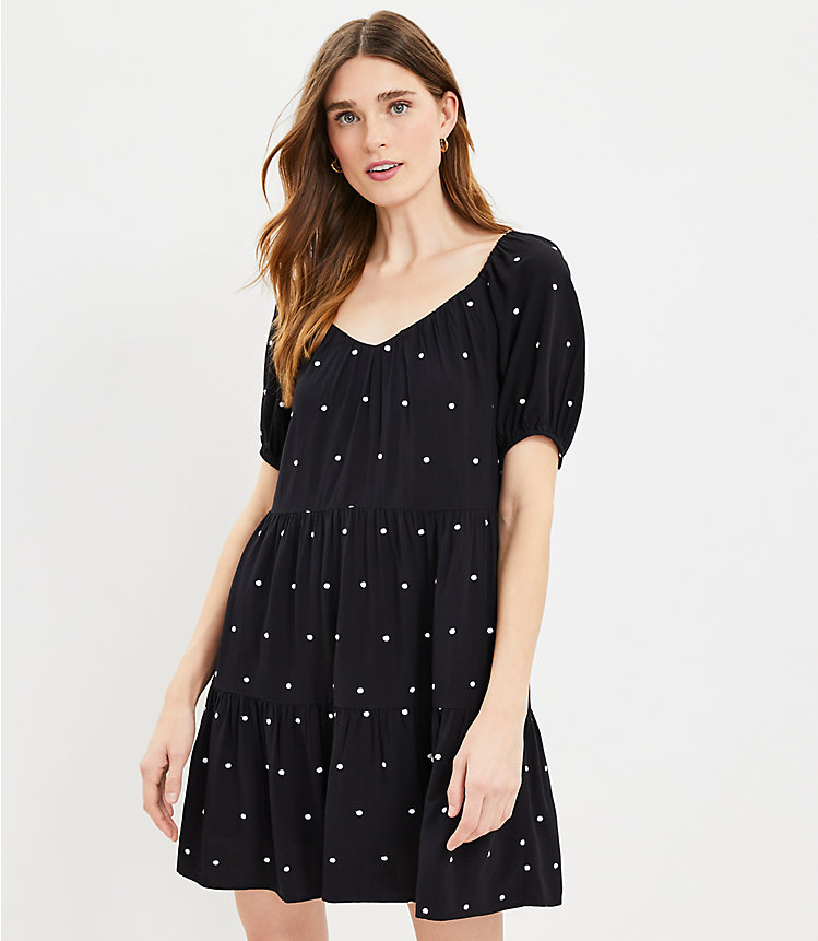 Tall Dotted Tiered Swing Dress image number 0