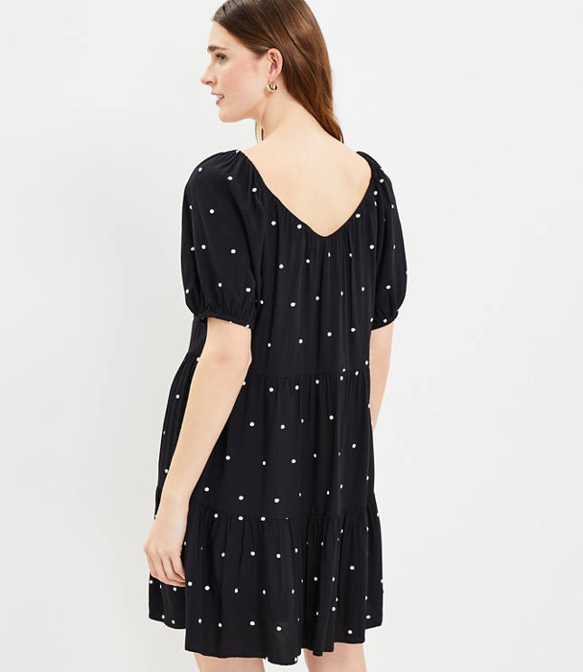 Petite Dotted Tiered Swing Dress