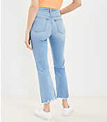 Petite Chewed Hem High Rise Kick Crop Jeans in Pure Light Indigo Wash carousel Product Image 3