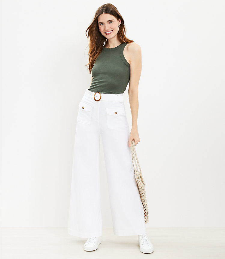 Petite Belted Pants in Pique image number null