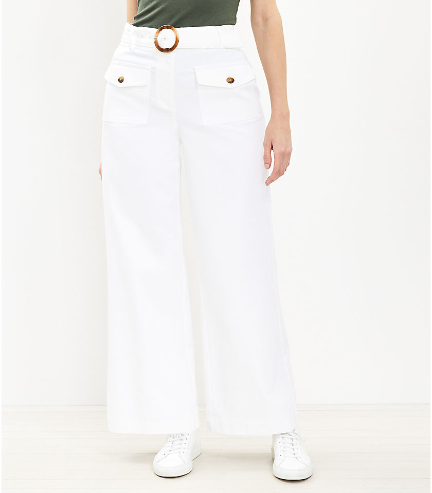 Petite Curvy Belted Pants in Pique