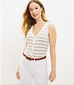 Petite Striped Button V-Neck Sweater Tank Top carousel Product Image 1