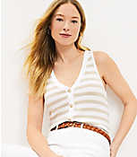 Petite Striped Button V-Neck Sweater Tank Top carousel Product Image 2