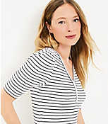 Petite Stripe Ribbed Henley Tee carousel Product Image 2