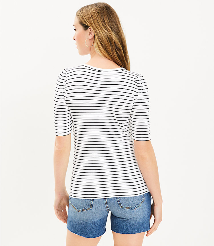 Petite Stripe Ribbed Henley Tee image number 2