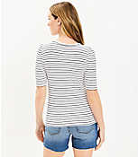 Petite Stripe Ribbed Henley Tee carousel Product Image 3