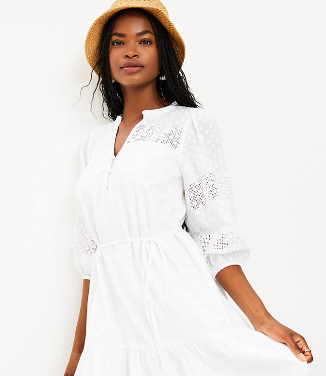 SHEIN Girls Lace Trim Flounce Sleeve Smock Dress