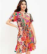 Petite Patchwork Bloom Smocked Tie Waist Dress carousel Product Image 1
