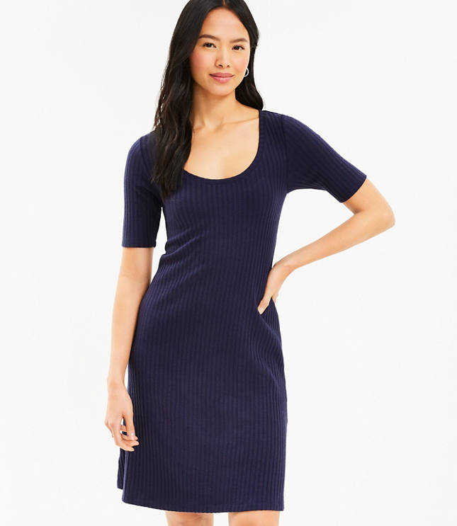 Ribbed Collared Midi Sweater Dress