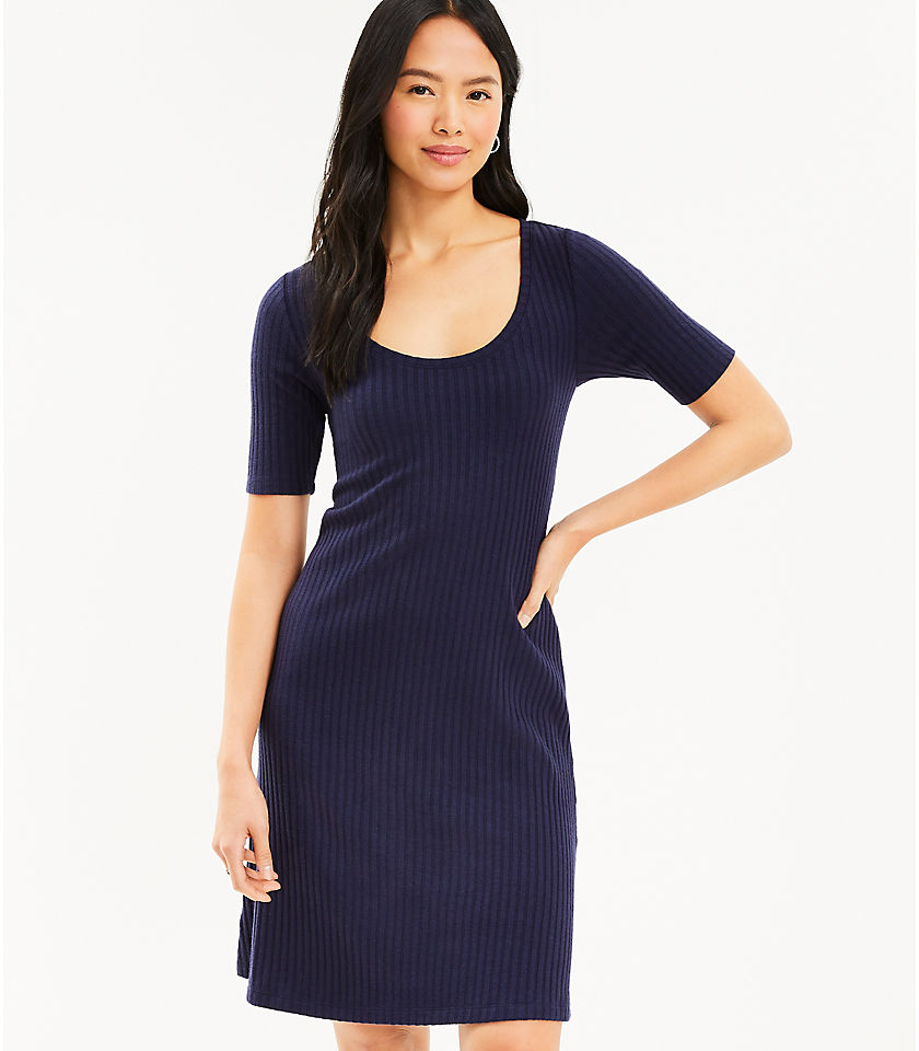 Tall Ribbed Scoop Neck Shift Dress