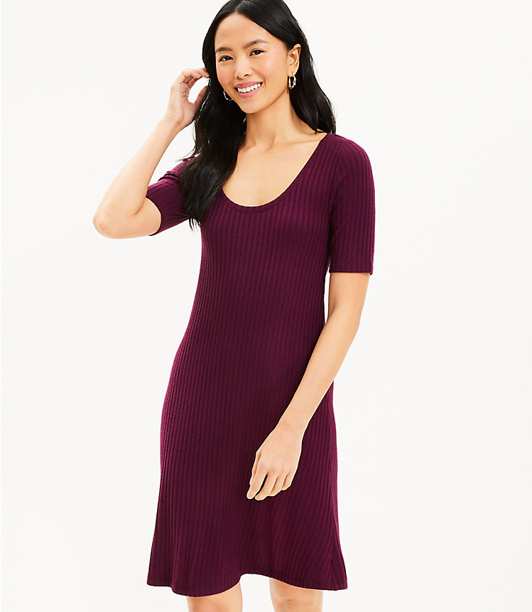 Petite Ribbed Scoop Neck Shift Dress image number null