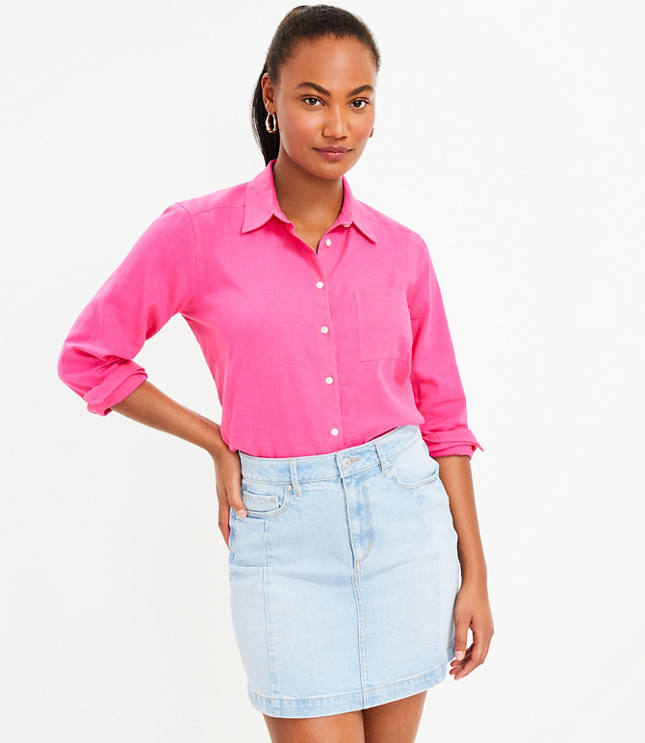 Petite Linen Blend Relaxed Everyday Shirt