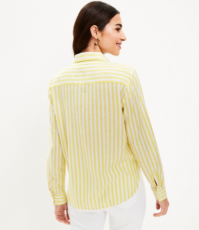 Petite Striped Tie Front Everyday Shirt