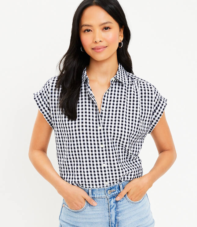Petite Gingham Dolman Everyday Shirt
