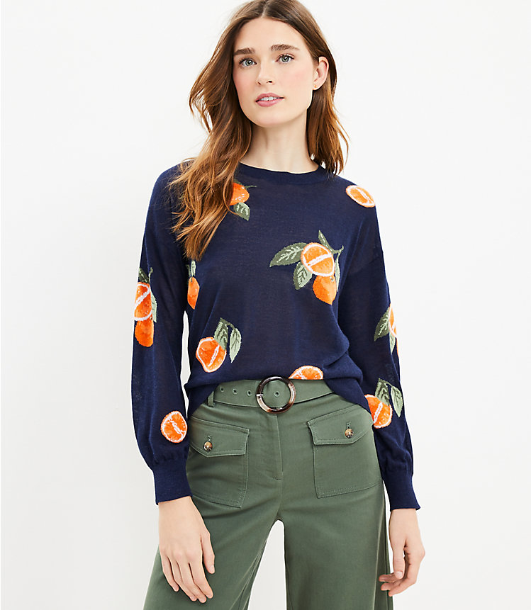 Petite Orange Draped Sleeve Sweater image number 0