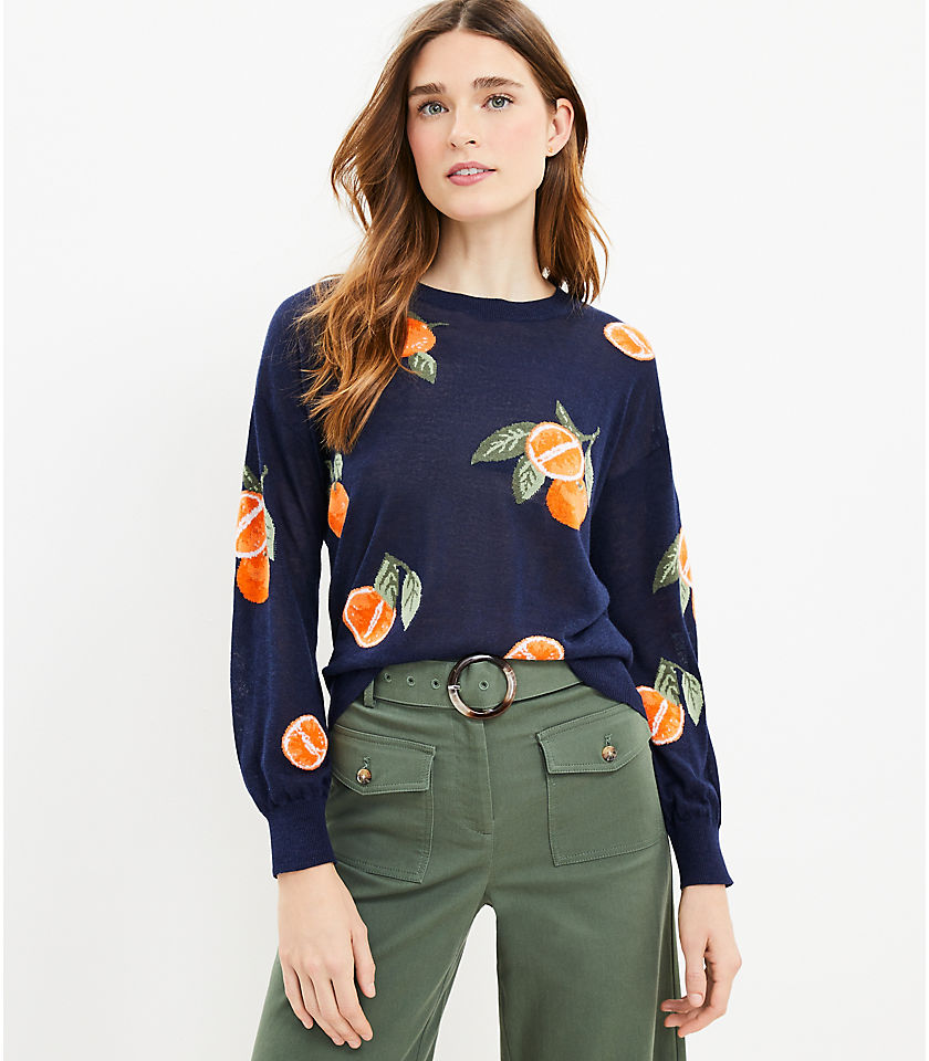 Petite Orange Draped Sleeve Sweater