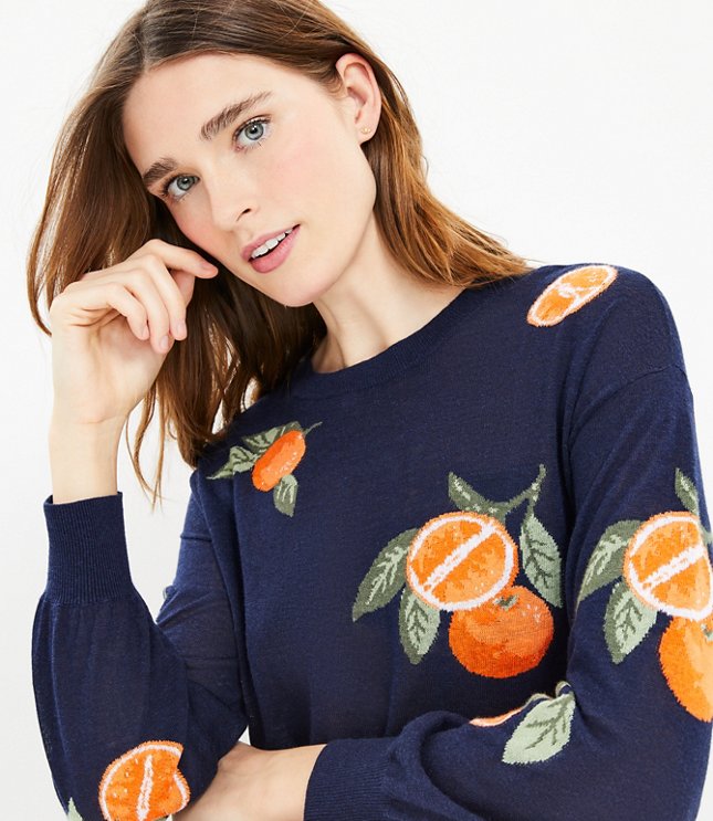 Petite Orange Draped Sleeve Sweater
