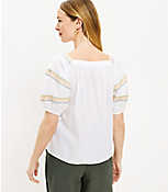 Petite Embroidered Sweetheart Neck Blouse carousel Product Image 3