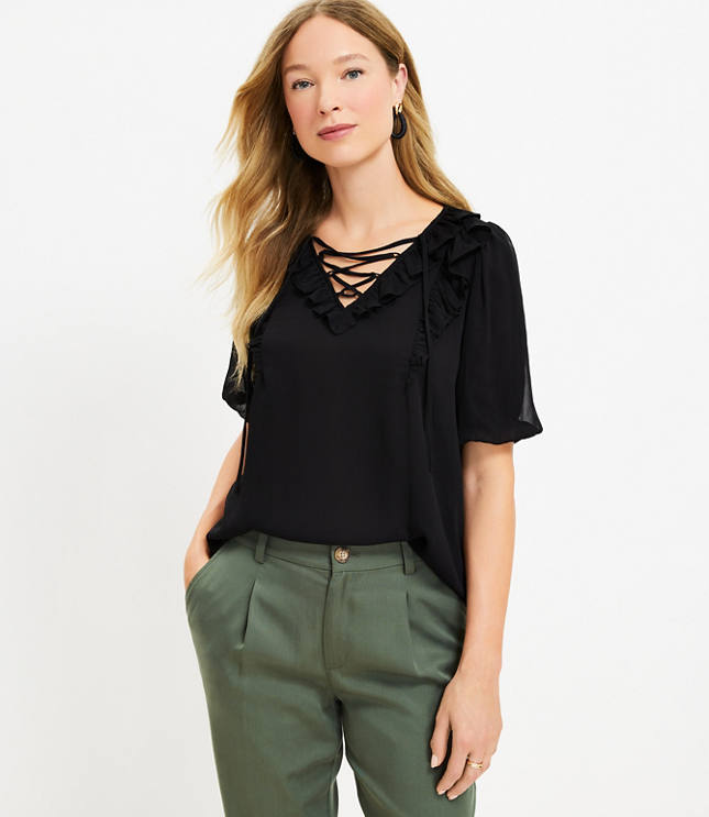 Ruffle Tie Neck Blouse