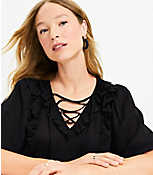 Lace Up Ruffle Top carousel Product Image 2