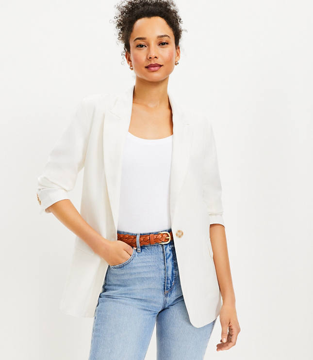 Loft Petite Ribbed Relaxed Open Sweater Blazer