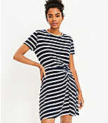 Striped Twist Short Sleeve Shift Dress carousel Product Image 1