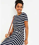 Striped Twist Short Sleeve Shift Dress carousel Product Image 2