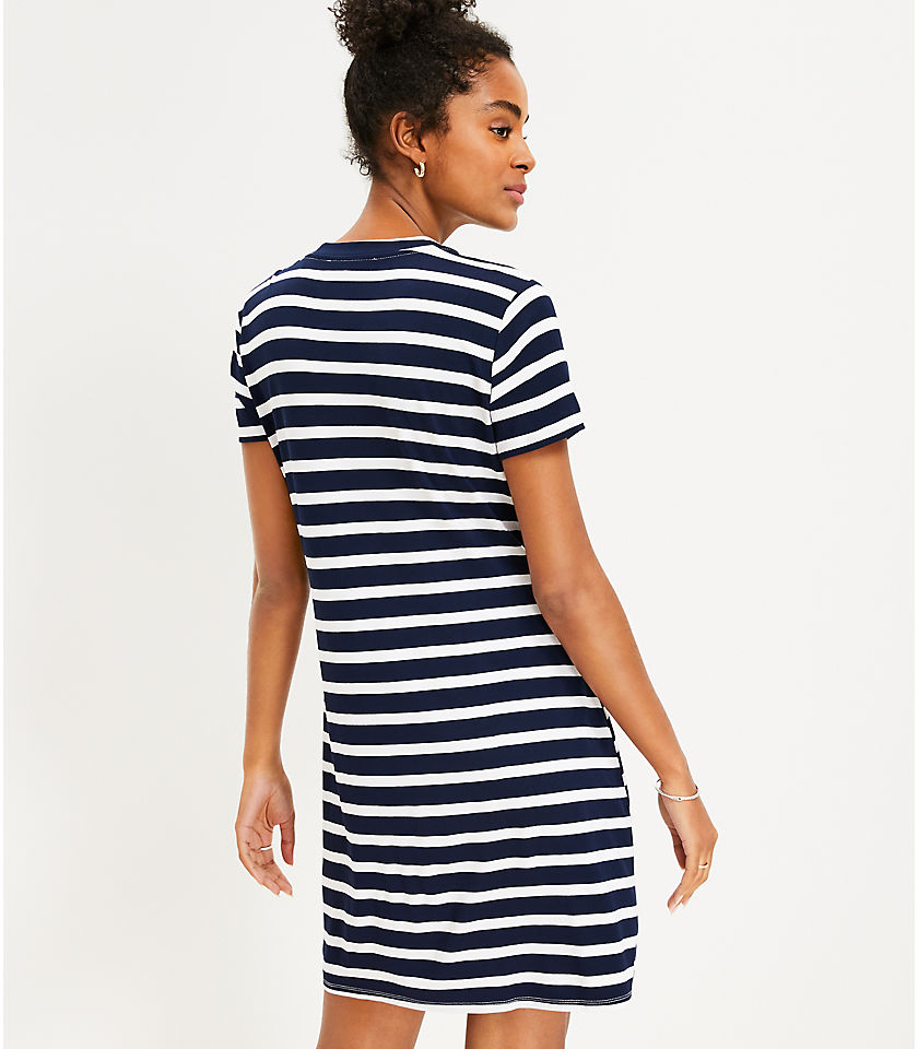 Striped Twist Short Sleeve Shift Dress