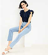 Petite Fresh Cut High Rise Kick Crop Jeans in Navy Pinstripe carousel Product Image 1