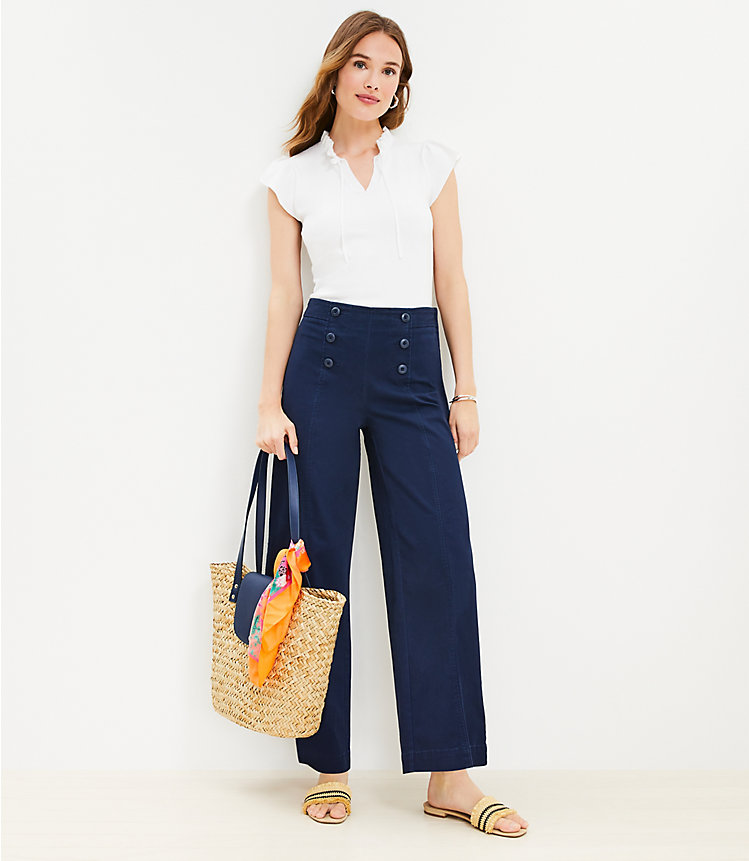 Tall Wide Leg Sailor Pants in Twill image number 1