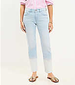 Curvy Girlfriend Jeans in Patched Light Indigo Wash carousel Product Image 1