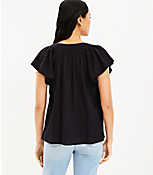 Petite Flutter Sleeve Button Top carousel Product Image 3