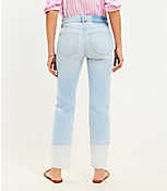 Petite Curvy Girlfriend Jeans in Patched Light Indigo Wash carousel Product Image 2
