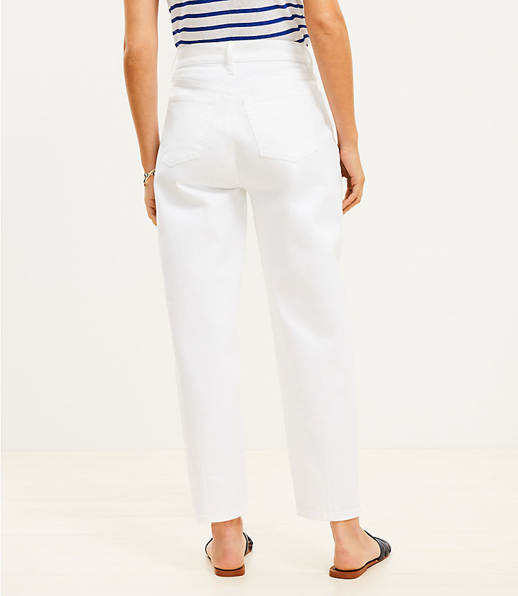 Petite High Rise Barrel Jeans in White image number 2