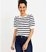 Petite Striped Puff Sleeve Sweatshirt carousel Product Image 1