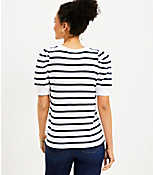 Petite Striped Puff Sleeve Sweatshirt carousel Product Image 3