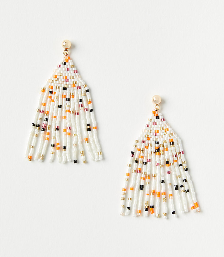 Spotted Beaded Linear Earrings image number null