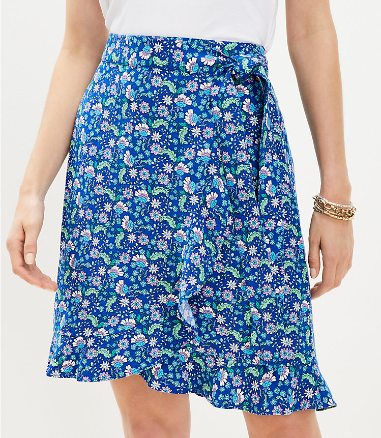 Petite Floral Ruffle Wrap Skirt image number 1
