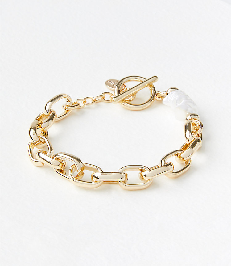 Pearlized Chain Toggle Bracelet image number null