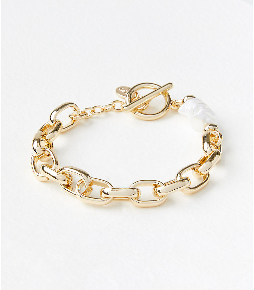 Pearlized Chain Toggle Bracelet