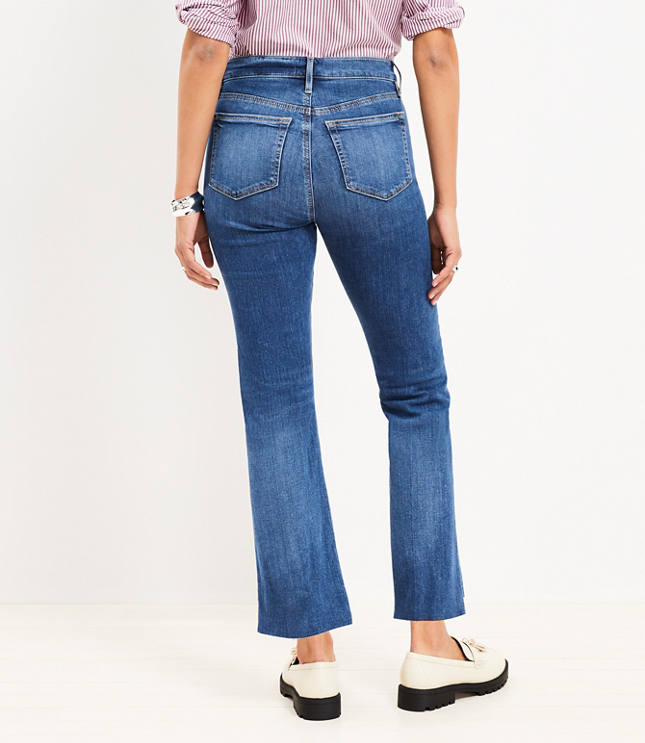 Petite Step Hem High Rise Kick Crop Jeans in Pure Dark Indigo Wash